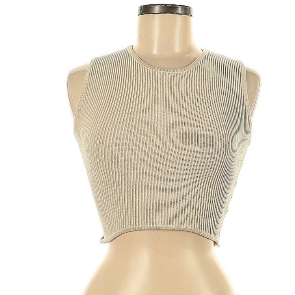 House of Harlow 1960 Beige Ribbed Crop Top